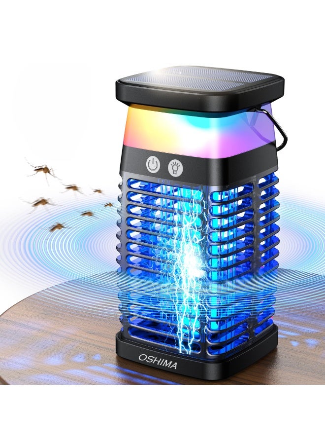 OSHIMA Electric Bug Zapper 4200V Portable & Rechargeable Solar Bug Zapper Mosquito Zapper, Electric Fly Zapper with 4000mAh Battery&Night Light, Cordless Insect Zapper for Outdoor Patio Porch Backyard - Image 1